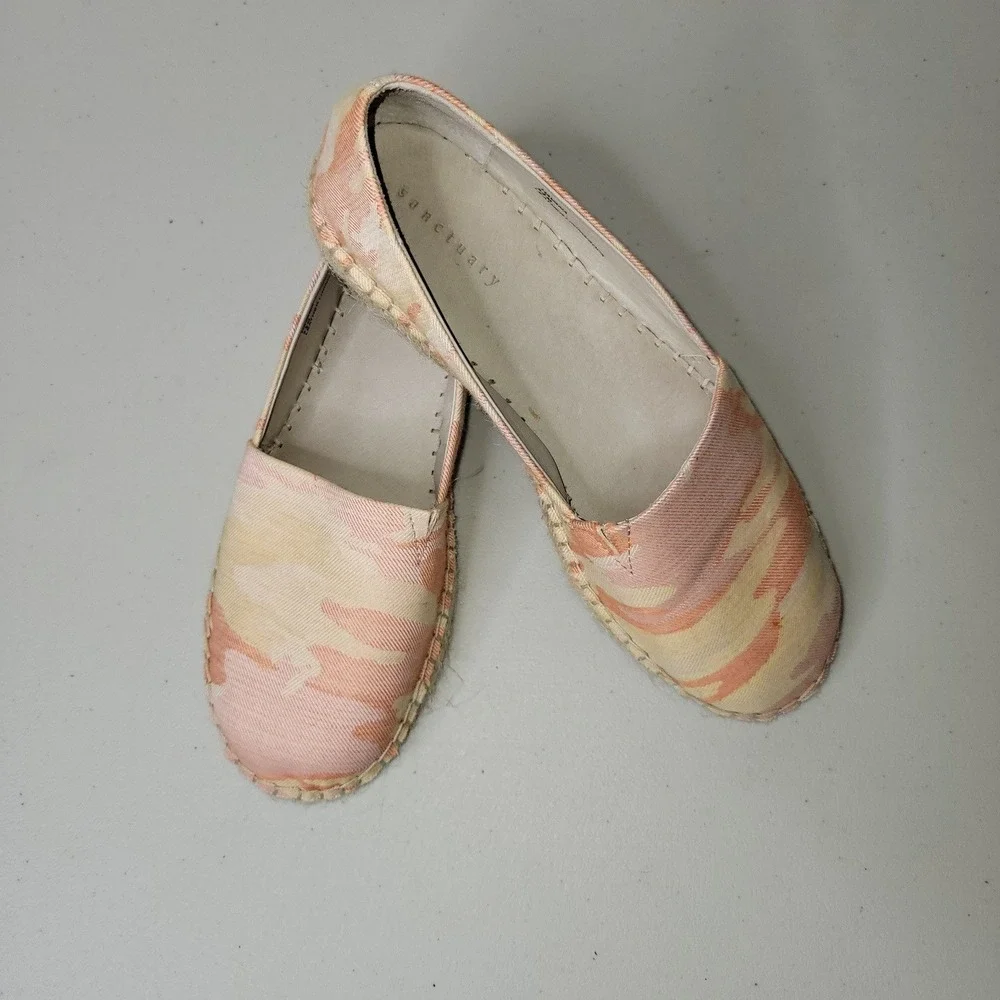 Sanctuary Havana Espadrille Flats ~ Pink Orange Camo Canvas Slip‎ On Shoes